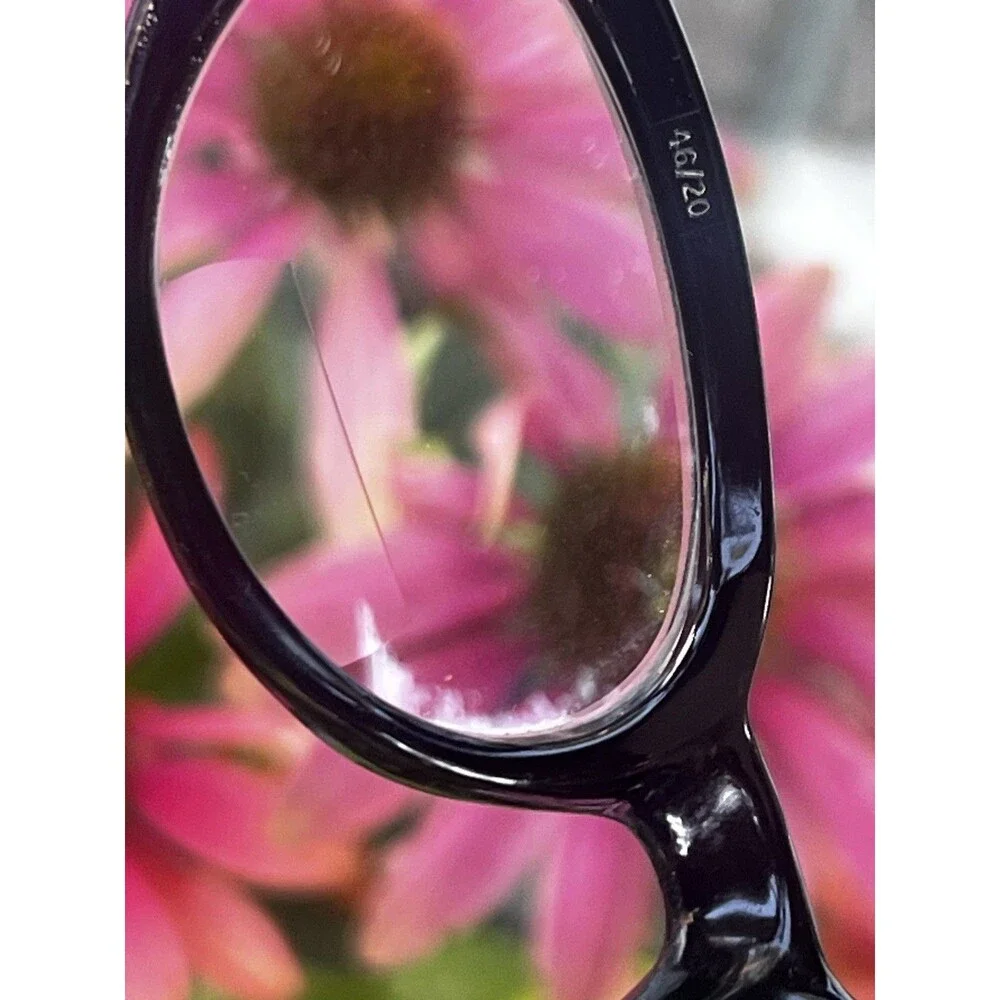 Vintage 1960s Cameo Black Rhinestone Cat Eye Eyeglass Frames USA 46/20 5½